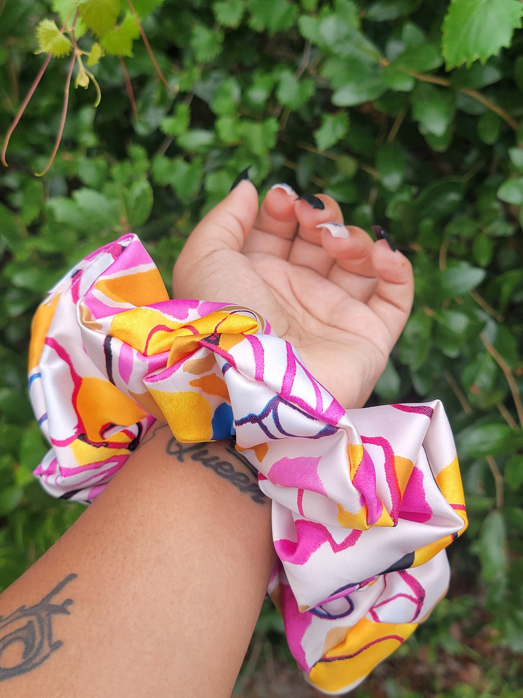 Retro Pink Oversized Silk Scrunchie