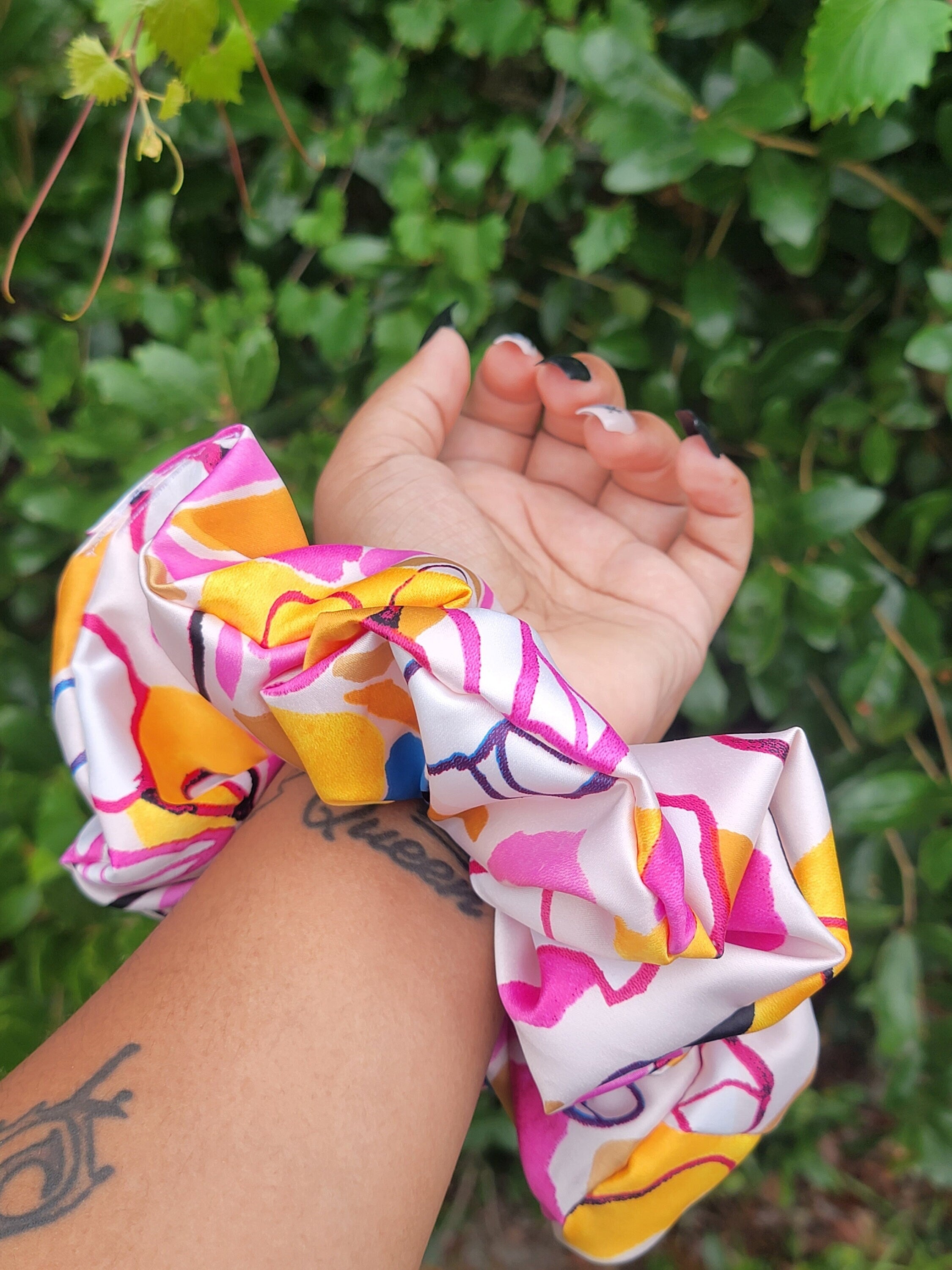 Retro Pink Oversized Silk Scrunchie
