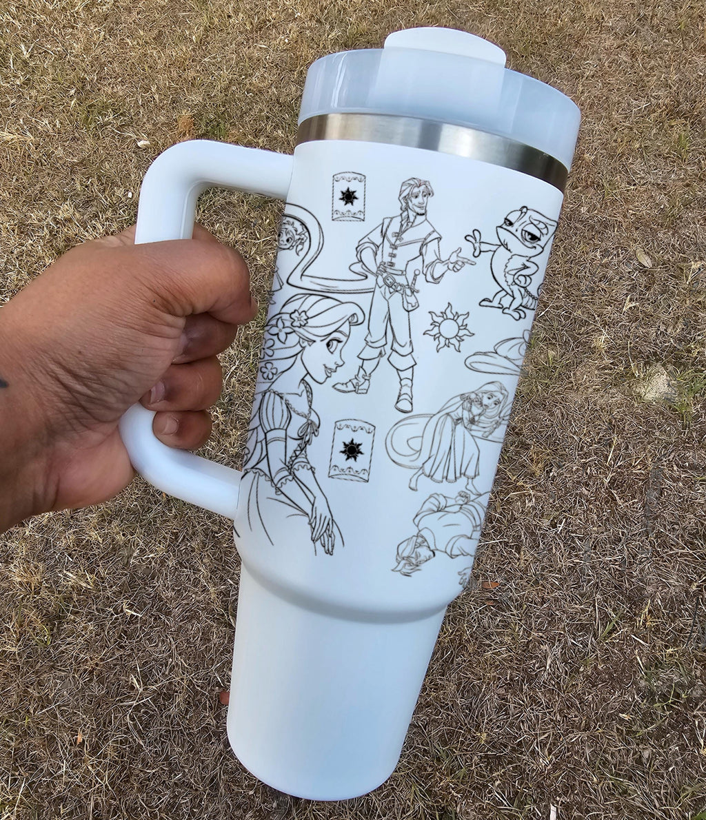 Long Haired Princess Laser Engraved Stanley Tumbler