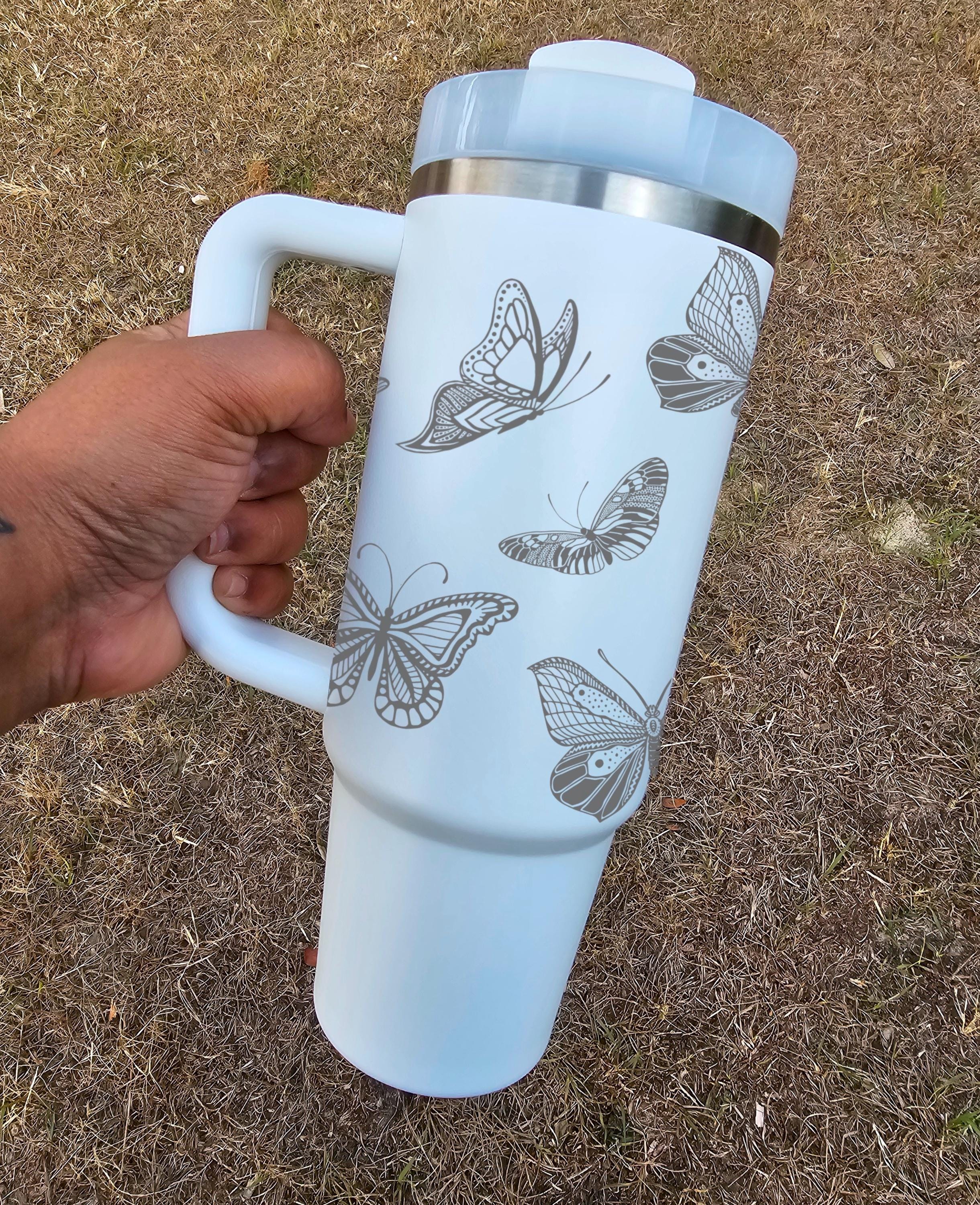 Butterfly Laser Engraved Stanley Tumbler