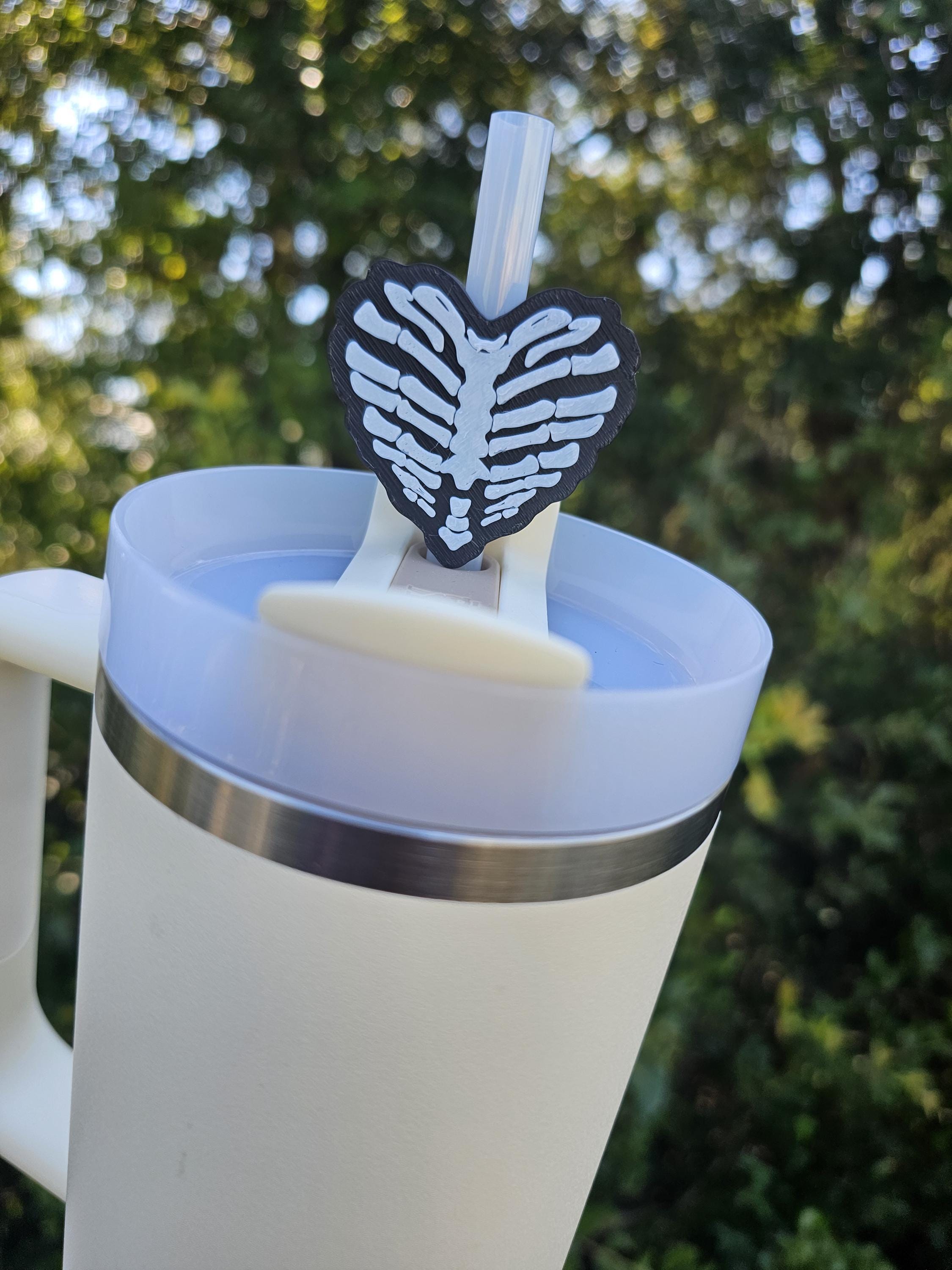 Heart Skeleton Stanley Tumbler Straw Topper
