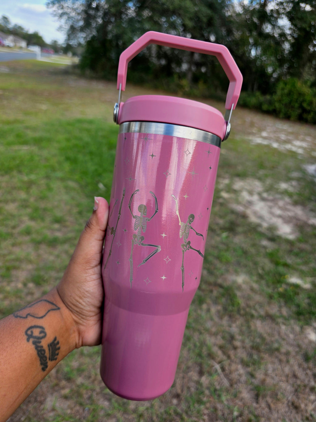 Ballerina Skeleton Laser Engraved Stanley Tumbler
